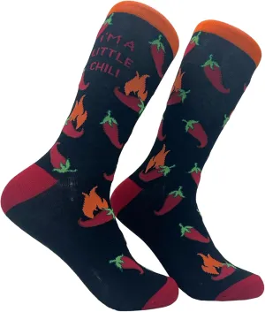 Crazy Dog T-Shirts Women's Im A Little Chili Socks Funny Spicy Hot Peppers Joke Footwear