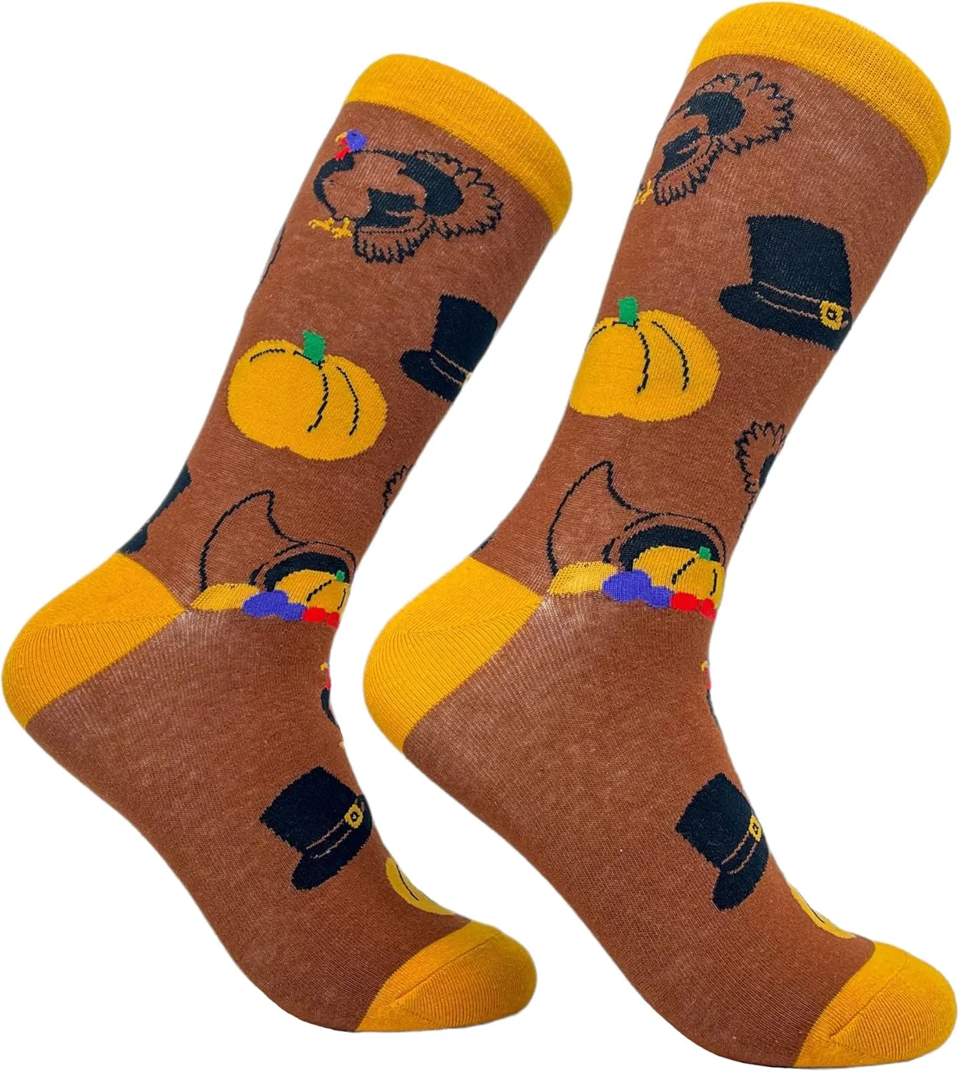Crazy Dog T-Shirts Womens Thanksgiving Socks Funny Turkey Day Graphic Pilgrim Pumpkin Holdiay Graphic Novelty Footwear