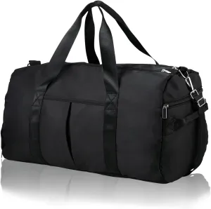 DAYGOS Men's Sports Bag, Travel Bag with Shoe Compartment & Wet Compartment, Waterproof 40L Sports Bag, Swimming Bag, Training Bag for Sports, Gym & Fitness, Weekender Travel Duffel Bag (Black),