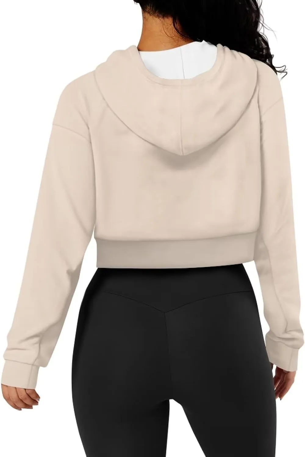 DISNIMO Women's Y2K Hoodies Casual Long Sleeve Zip Up Drawstring Cropped Hoodie Hooded Crop Jacket Top with Pockets