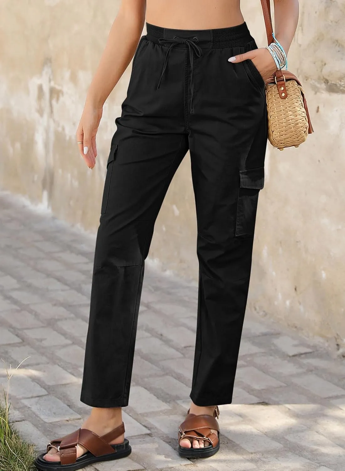 Dokotoo Womens Cargo Pants Fit High Waist Casual 4 Pocketed 2023 Hiking Outdoor Pants S-XL
