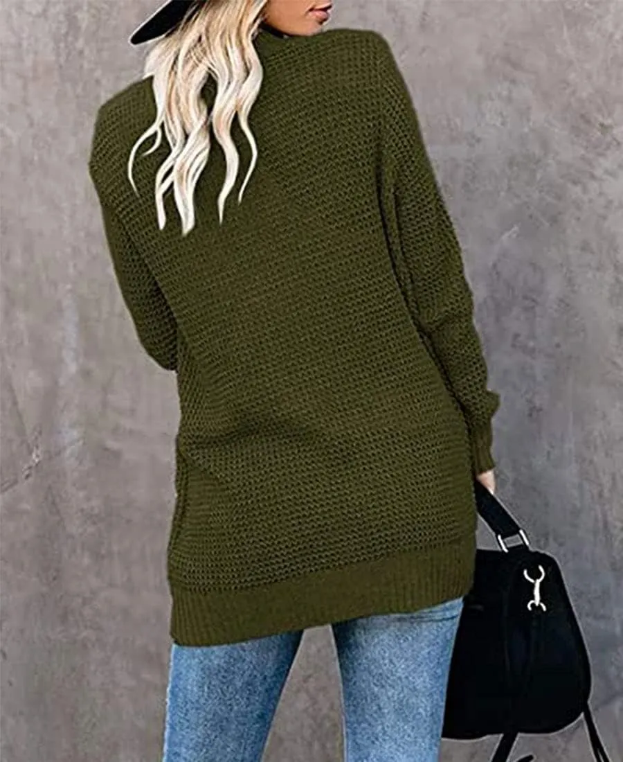 ebossy Women's Casual Open Front Cardigans Long Sleeve Chunky Cable Knitted Sweather Coat with Pockets