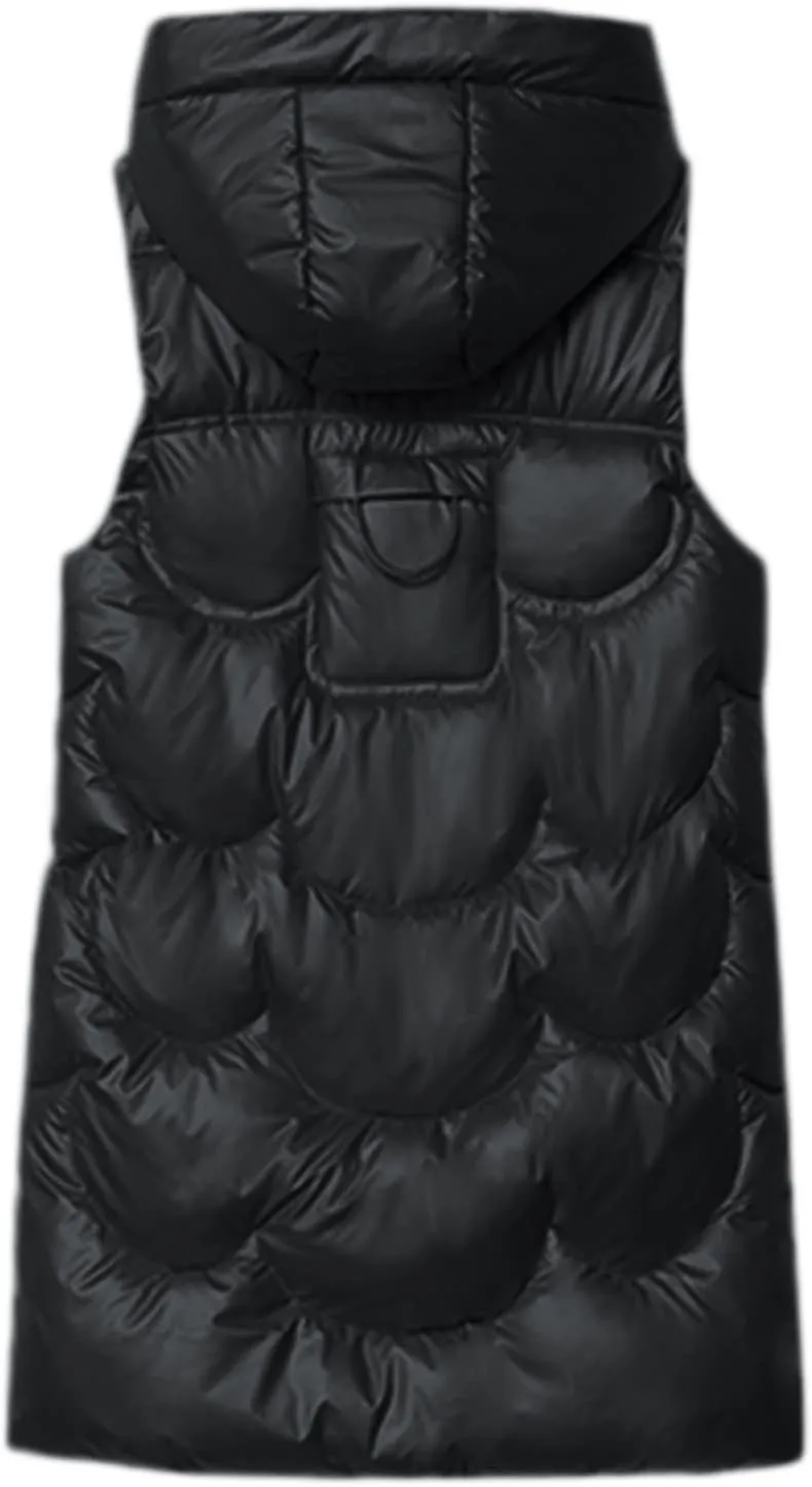 Eduavar Puffer Jacket Womens with Hood Winter Coats for Women 2024 Fashion Sleeveless Quilted Down Jacket with Pockets