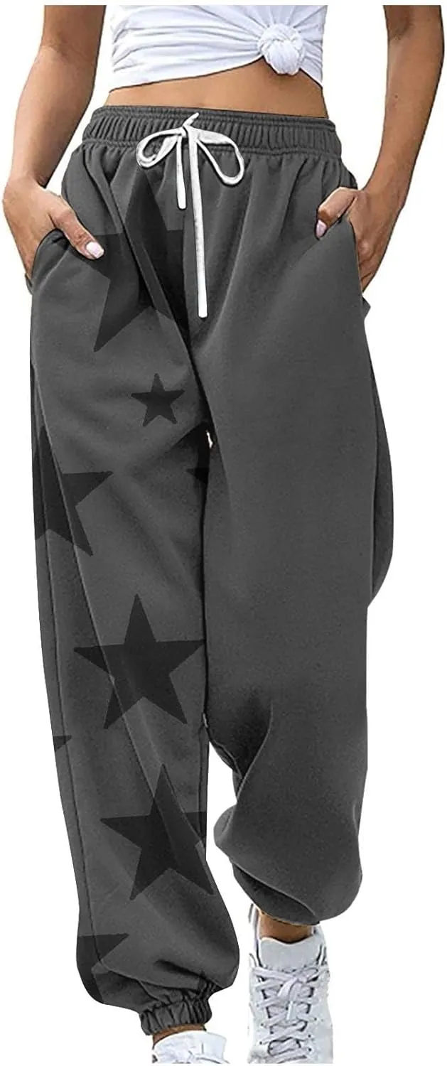 Elastic Waist Sweatpants for Women Soft Fabric Stylish Loose Casual Pants Fashion Office Work Outdoor Sports Trousers