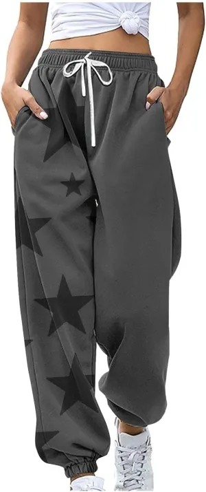 Elastic Waist Sweatpants for Women Soft Fabric Stylish Loose Casual Pants Fashion Office Work Outdoor Sports Trousers