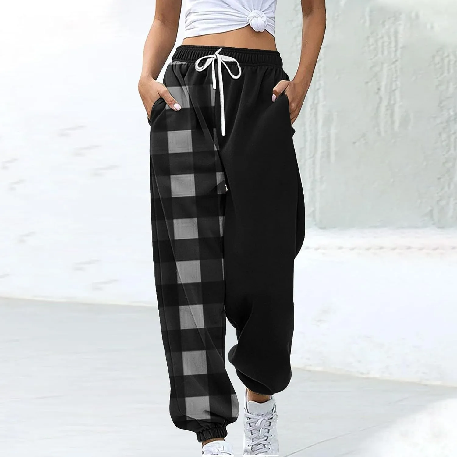 Elastic Waist Sweatpants for Women Soft Fabric Stylish Loose Casual Pants Fashion Office Work Outdoor Sports Trousers