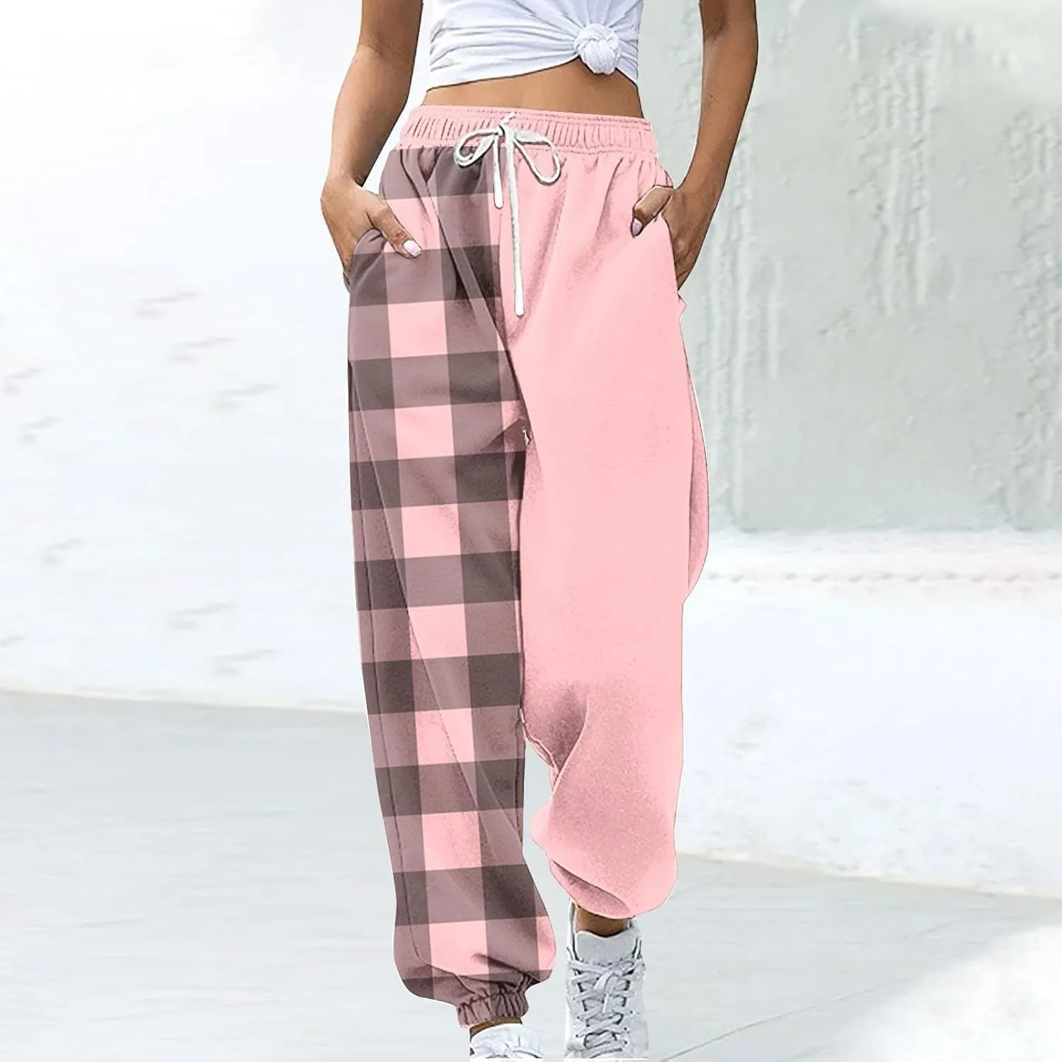 Elastic Waist Sweatpants for Women Soft Fabric Stylish Loose Casual Pants Fashion Office Work Outdoor Sports Trousers