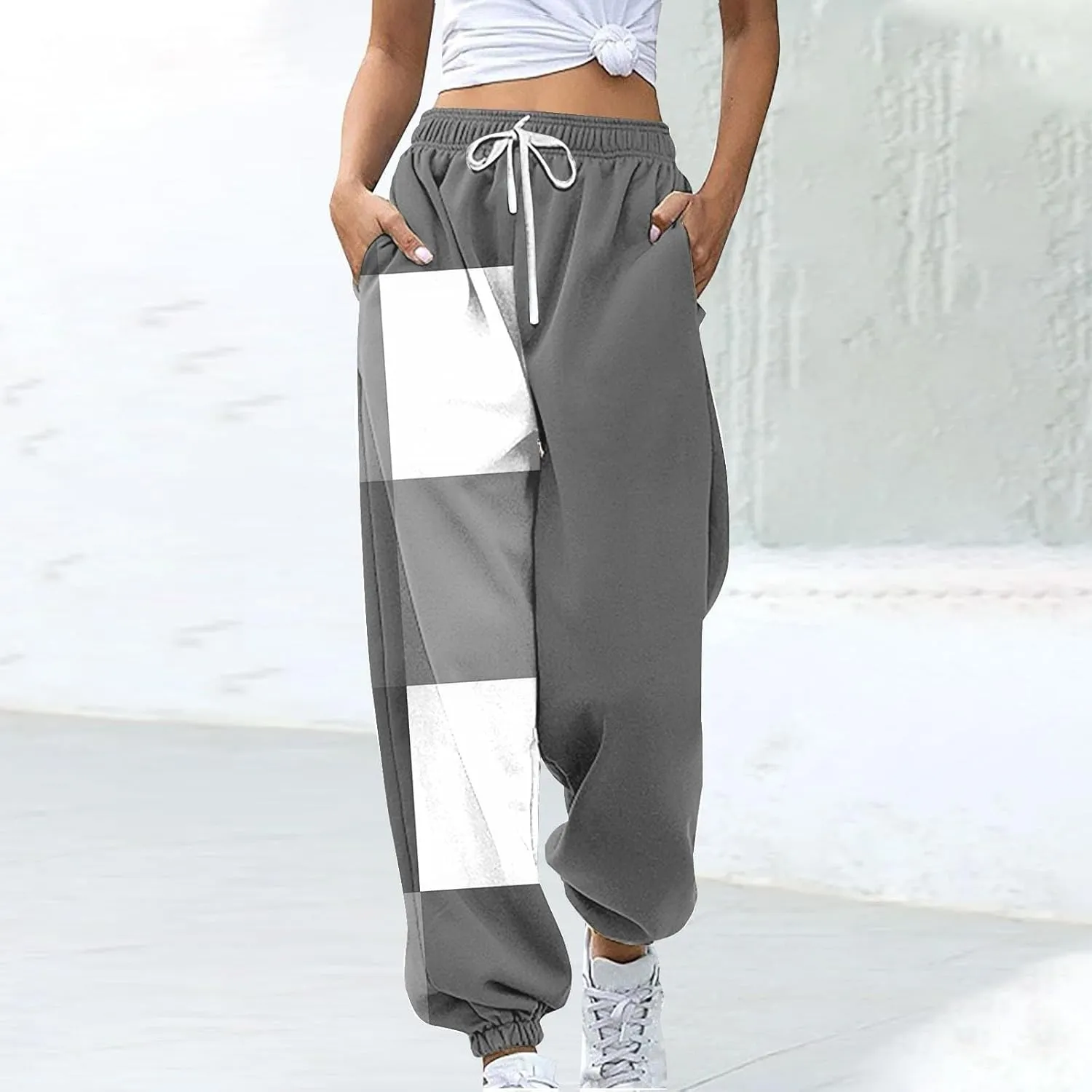 Elastic Waist Sweatpants for Women Soft Fabric Stylish Loose Casual Pants Fashion Office Work Outdoor Sports Trousers