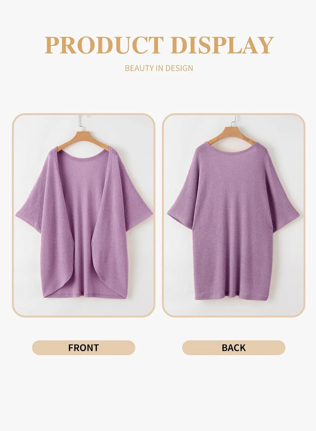 Eytino Womens Plus Size Cardigan Casual Short Sleeve Waffle Knit Kimono Open Front Tops(1X-5X)