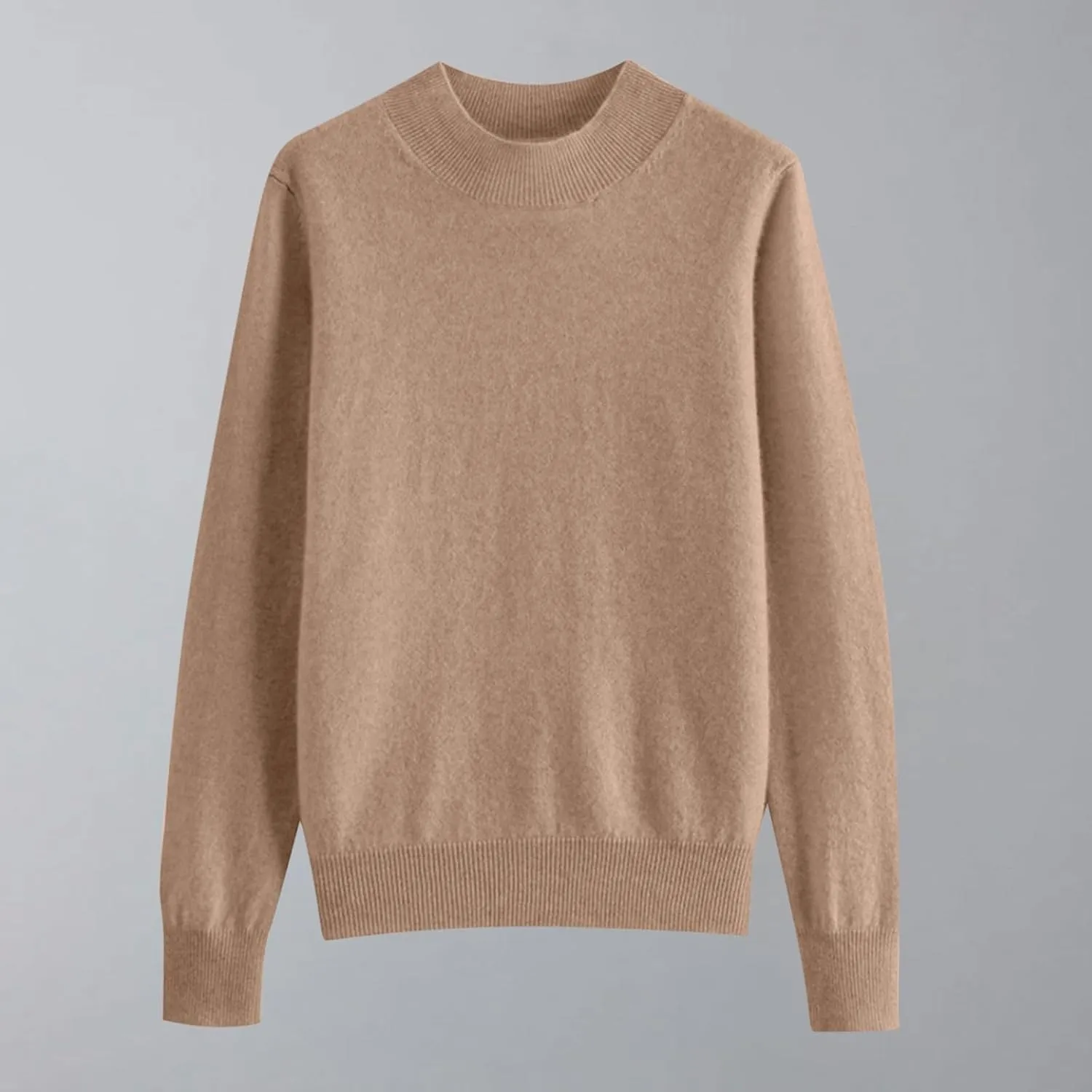 Fall Sweater for Women Casual Comfy Oversized Basic Knit Sweater Tops Long Sleeve Mock Neck Slim Fit Trendy Pullover