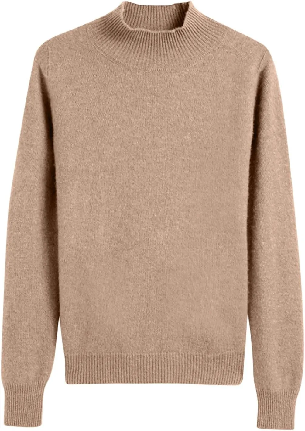Fall Sweater for Women Casual Comfy Oversized Basic Knit Sweater Tops Long Sleeve Mock Neck Slim Fit Trendy Pullover