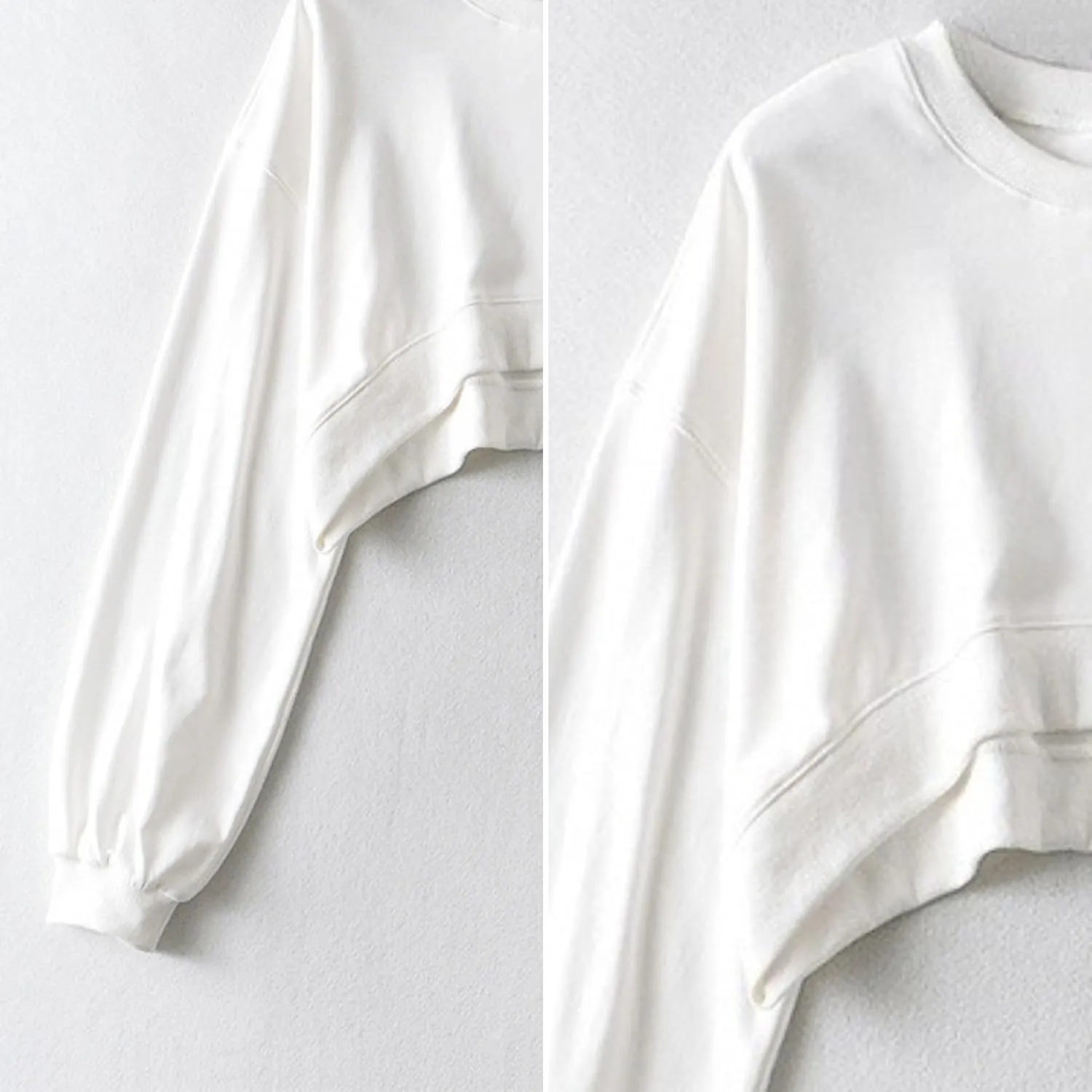 FindThy Womens Cropped Sweatshirts Casual Crewneck Long Sleeve Solid Color Workout Crop Top Pullover Sweatshirt