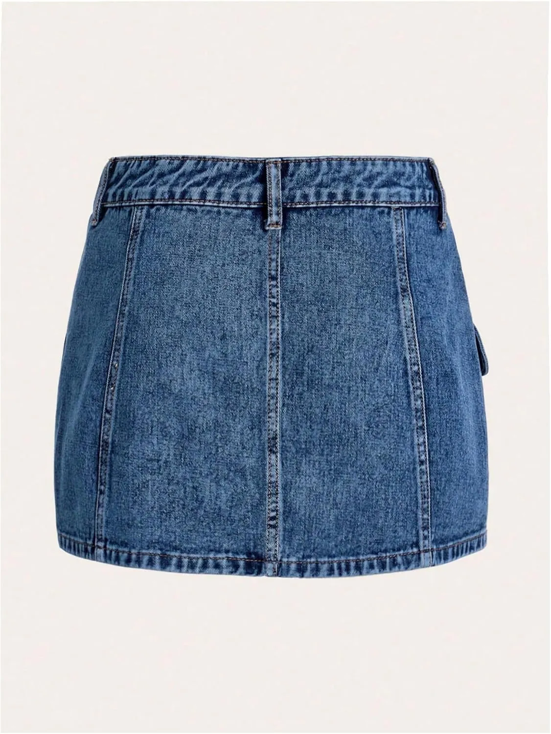 Floerns Women's High Waisted Denim Mini Skirt Flap Pocket Bodycon Jean Cargo Skirts