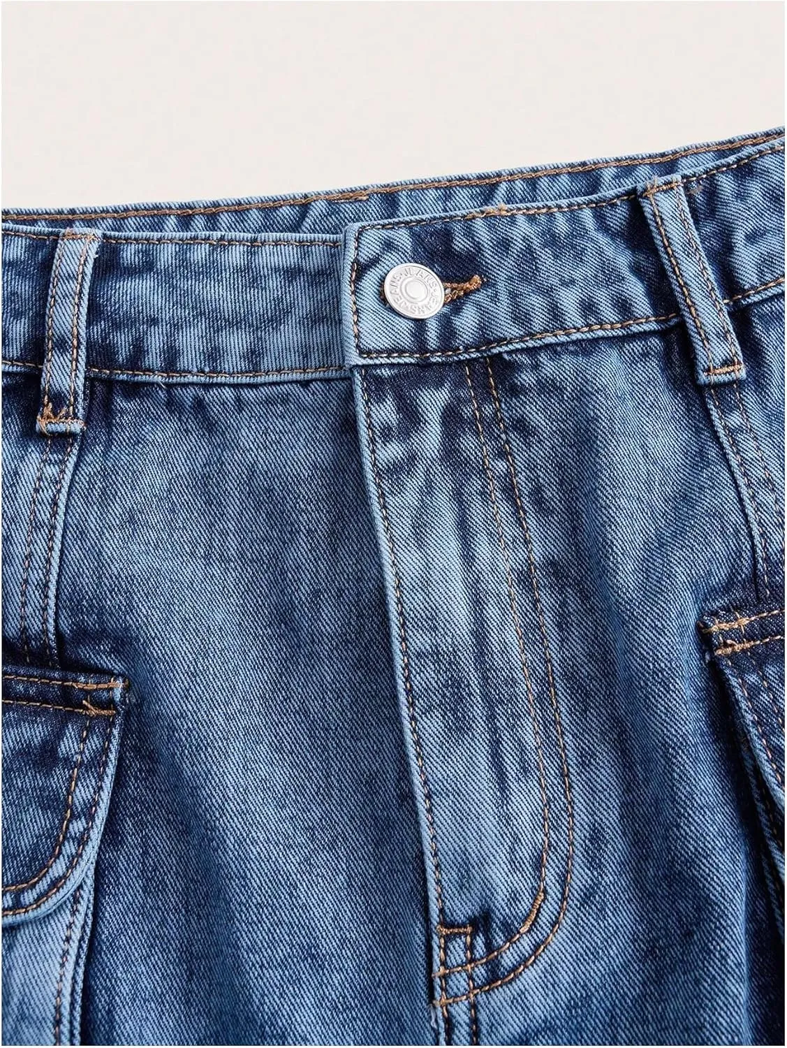 Floerns Women's High Waisted Denim Mini Skirt Flap Pocket Bodycon Jean Cargo Skirts