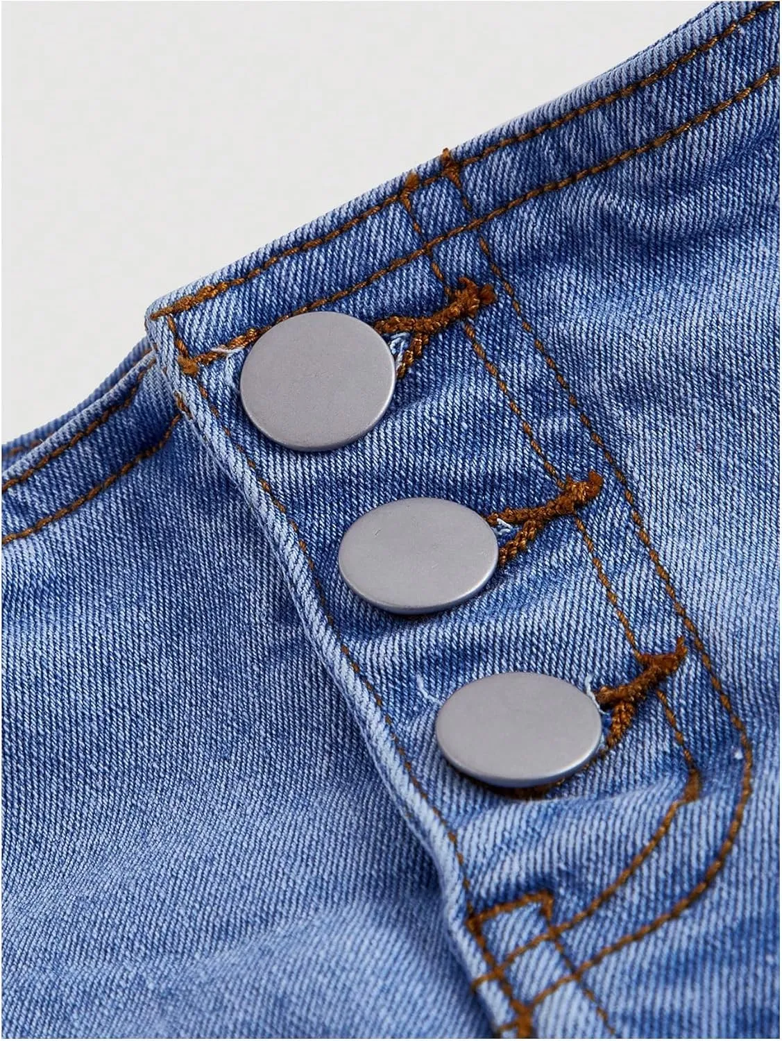 Floerns Women's Ruffle Hem Layered Denim Shorts Button Down Flare Mini Jean Skorts