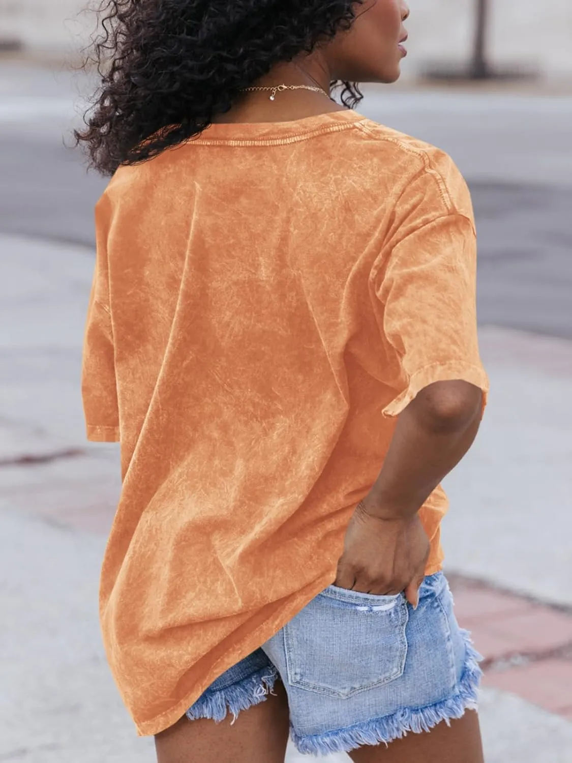 Flowyair Womens Oversized T Shirts Summer Loose Fit Cotton Short Sleeve Basic Tees Casual V Neck Boyfriend Tunic Tops