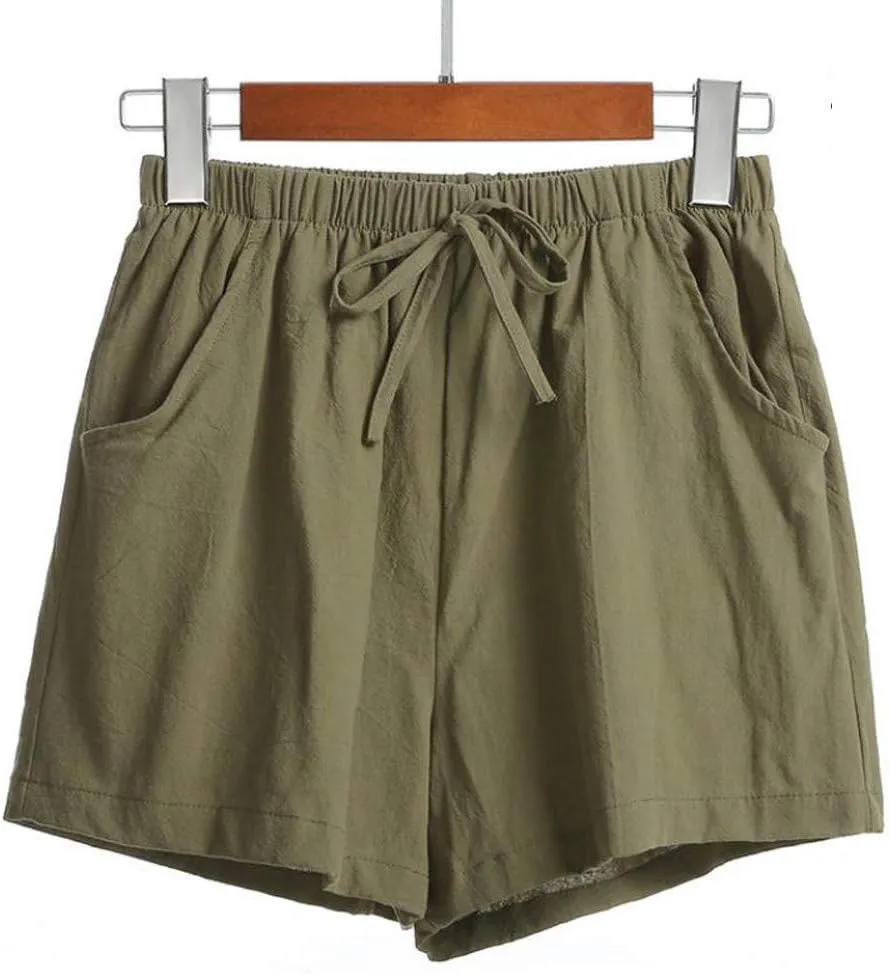 FZVYD Women's Casual Shorts Elastic High Waisted Comfy Shorts 2023 Summer Cotton Fashion Drawstring Short Pants with Pockets
