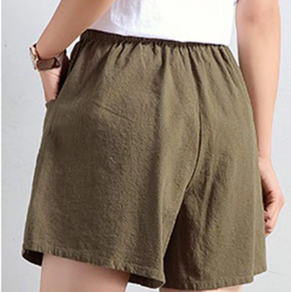 FZVYD Women's Casual Shorts Elastic High Waisted Comfy Shorts 2023 Summer Cotton Fashion Drawstring Short Pants with Pockets