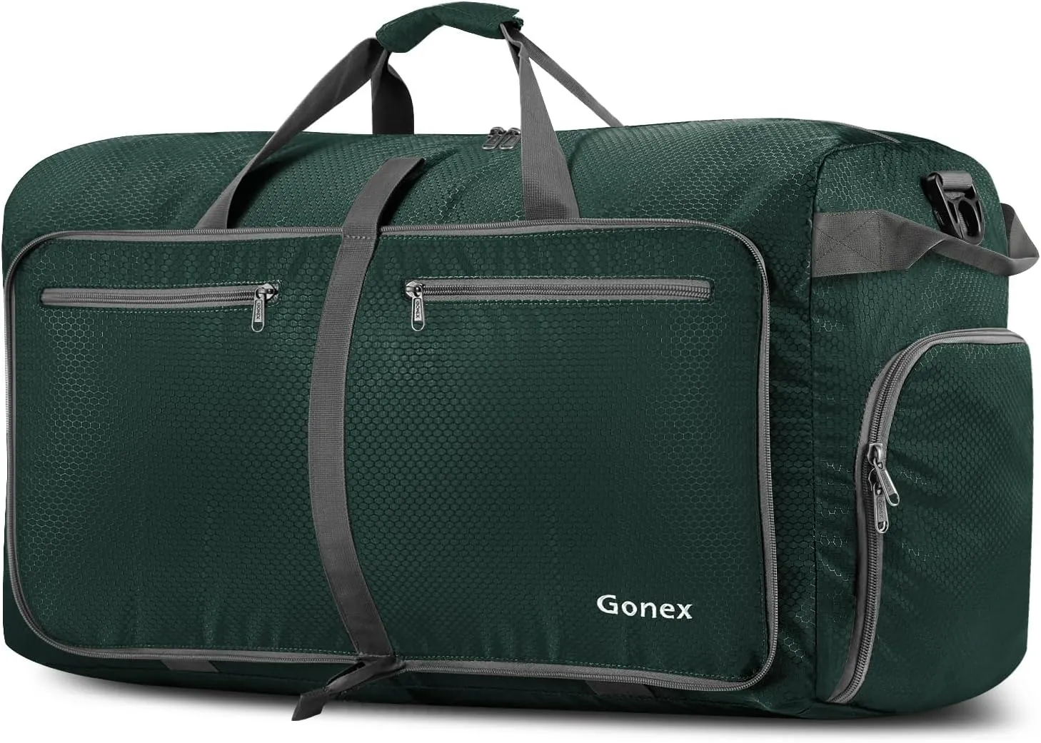 Gonex 40L 60L 80L 100L 150L Large Foldable Travel Duffle Bag with Shoes Compartment, Packable Lightweight Water Repellent Duffel Bag for Camping Gym Weekender Bag, Blackish Green, 100L, Shoes