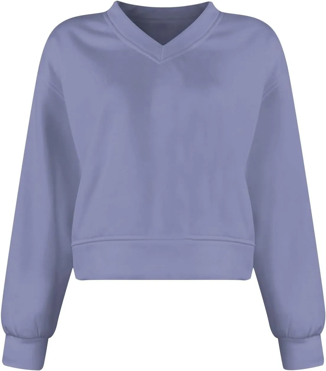 Gumipy Oversized Sweatshirt for Women Trendy V Neck Cropped Sweatshirts Casual Long Sleeve Fleece Pullover Spring Outfits