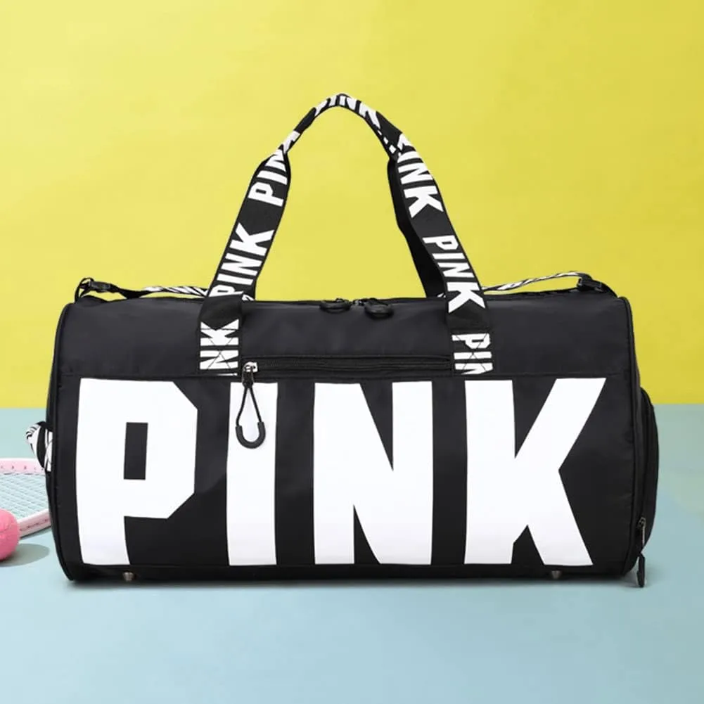 Gym Bag for Women Men, Duffle Shoulder Bags Sports Tote Bags, Waterproof Weekend Bags for Travel, Hiking, Workouts, Perfect for Mom's Gifts(White), Black-1