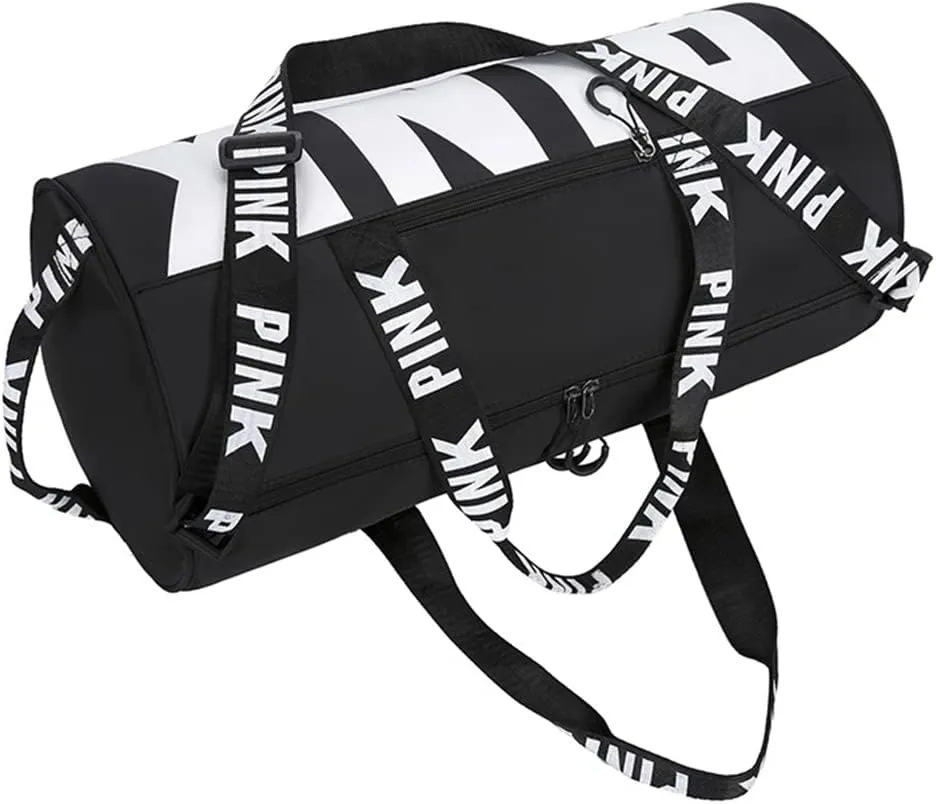 Gym Bag for Women Men, Duffle Shoulder Bags Sports Tote Bags, Waterproof Weekend Bags for Travel, Hiking, Workouts, Perfect for Mom's Gifts(White), Black-1