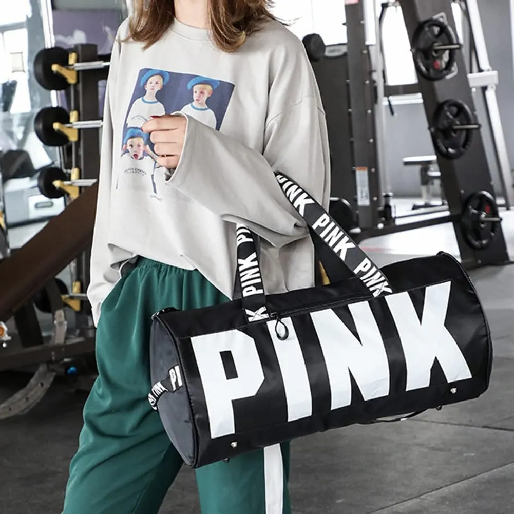 Gym Bag for Women Men, Duffle Shoulder Bags Sports Tote Bags, Waterproof Weekend Bags for Travel, Hiking, Workouts, Perfect for Mom's Gifts(White), Black-1