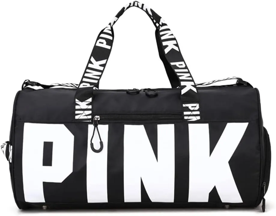 Gym Bag for Women Men, Duffle Shoulder Bags Sports Tote Bags, Waterproof Weekend Bags for Travel, Hiking, Workouts, Perfect for Mom's Gifts(White), Black-1