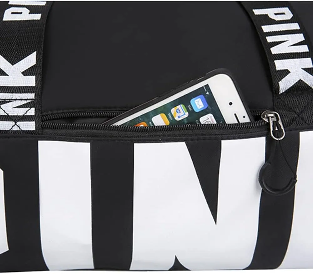 Gym Bag for Women Men, Duffle Shoulder Bags Sports Tote Bags, Waterproof Weekend Bags for Travel, Hiking, Workouts, Perfect for Mom's Gifts(White), Black-1