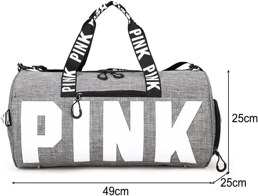 Gym Bag for Women Men, Duffle Shoulder Bags Sports Tote Bags, Waterproof Weekend Bags for Travel, Hiking, Workouts, Perfect for Mom's Gifts(White), Grey-1