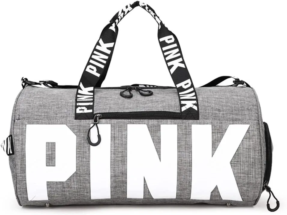 Gym Bag for Women Men, Duffle Shoulder Bags Sports Tote Bags, Waterproof Weekend Bags for Travel, Hiking, Workouts, Perfect for Mom's Gifts(White), Grey-1