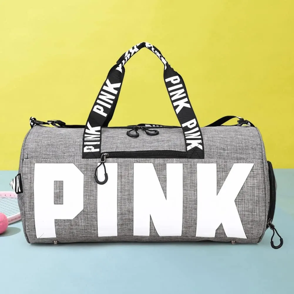 Gym Bag for Women Men, Duffle Shoulder Bags Sports Tote Bags, Waterproof Weekend Bags for Travel, Hiking, Workouts, Perfect for Mom's Gifts(White), Grey-1