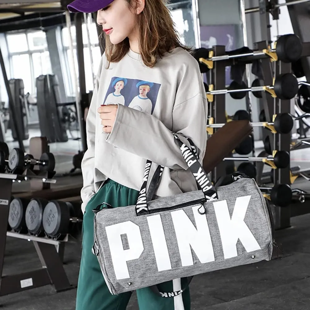 Gym Bag for Women Men, Duffle Shoulder Bags Sports Tote Bags, Waterproof Weekend Bags for Travel, Hiking, Workouts, Perfect for Mom's Gifts(White), Grey-1