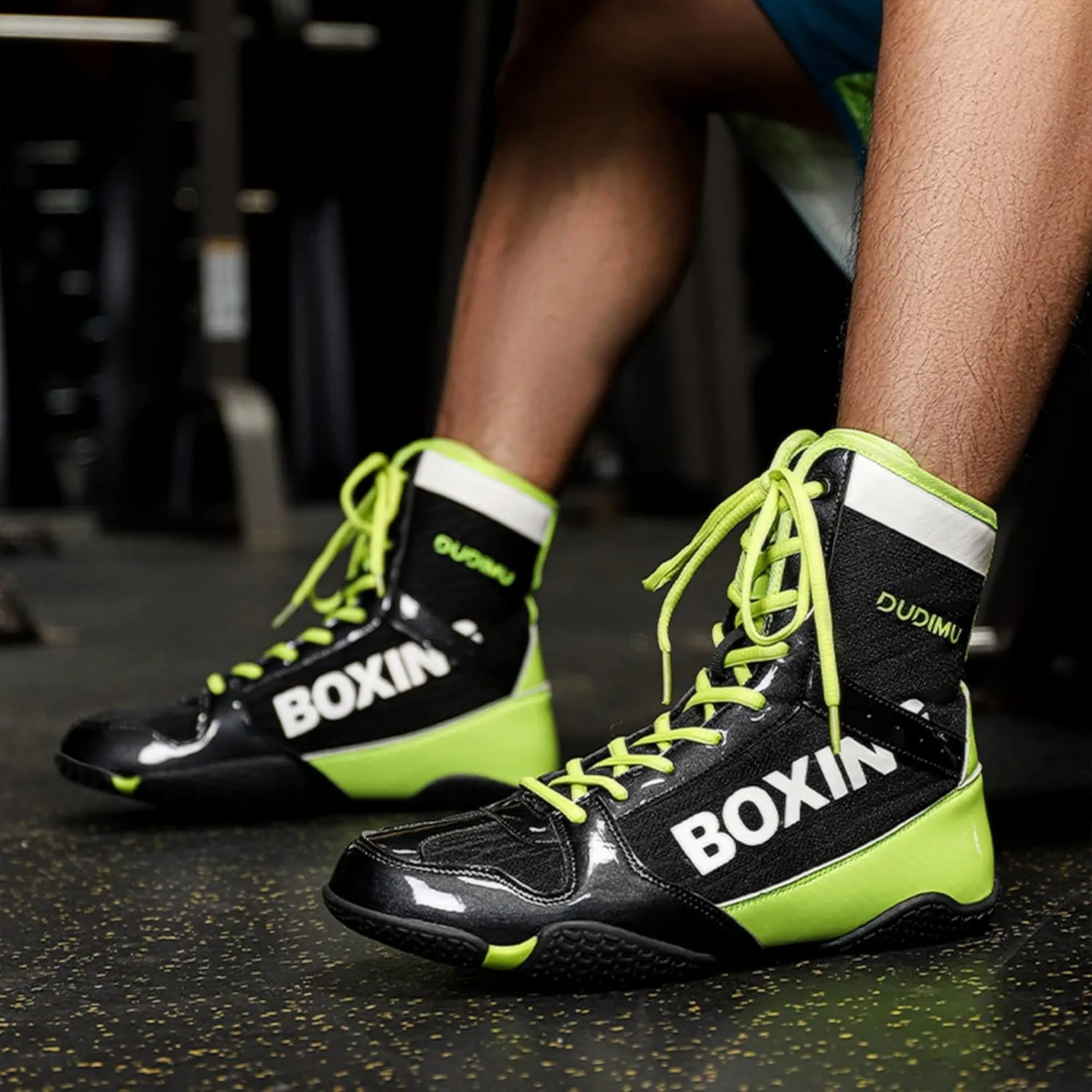 High Top Boxing Boots, Rubber Sole Wrestling Shoes Unisex Kickboxing Sparring Boxers Trainers Breathable Bodybuilding Boots