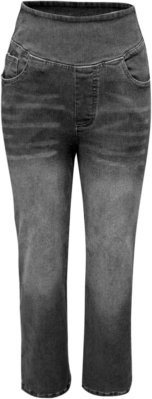 High Waist Wide Leg Jeans for Women Loose Stretch Denim Pant with Pocket Stylish Workout Travel Skinny Casual Outfits