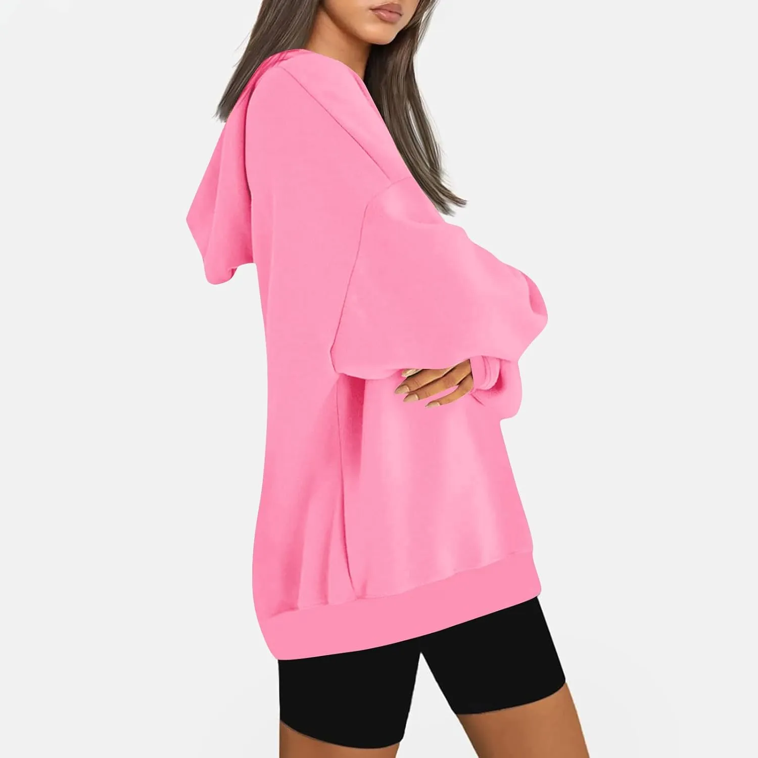 Hoodies For Women Long Sleeve Crew Neck Sweater Loose Pullover Tops Casual Comfy Fall Fashion Outfits Clothes 2024