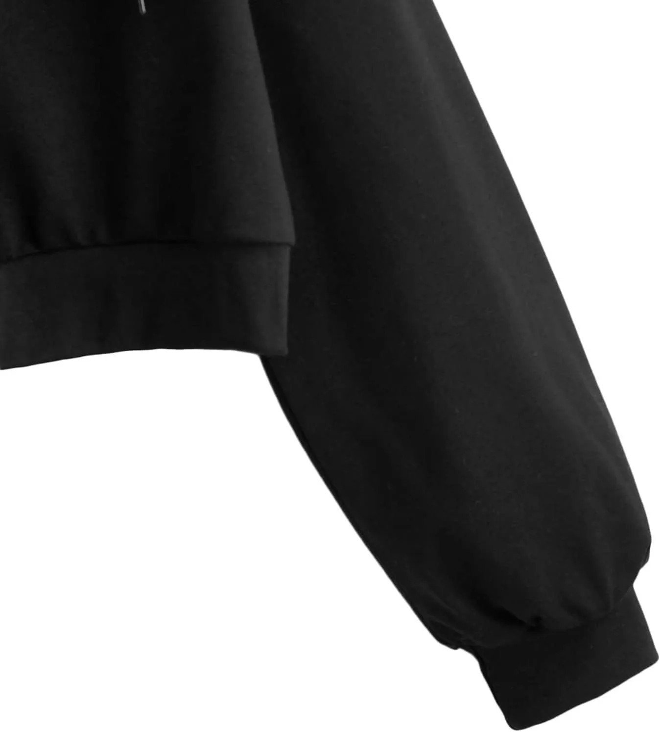 Hoodies For Women Long Sleeves Crew Neck Solid Color Drawstring Hood Cropped Hoodies Fashion Pullover Tops