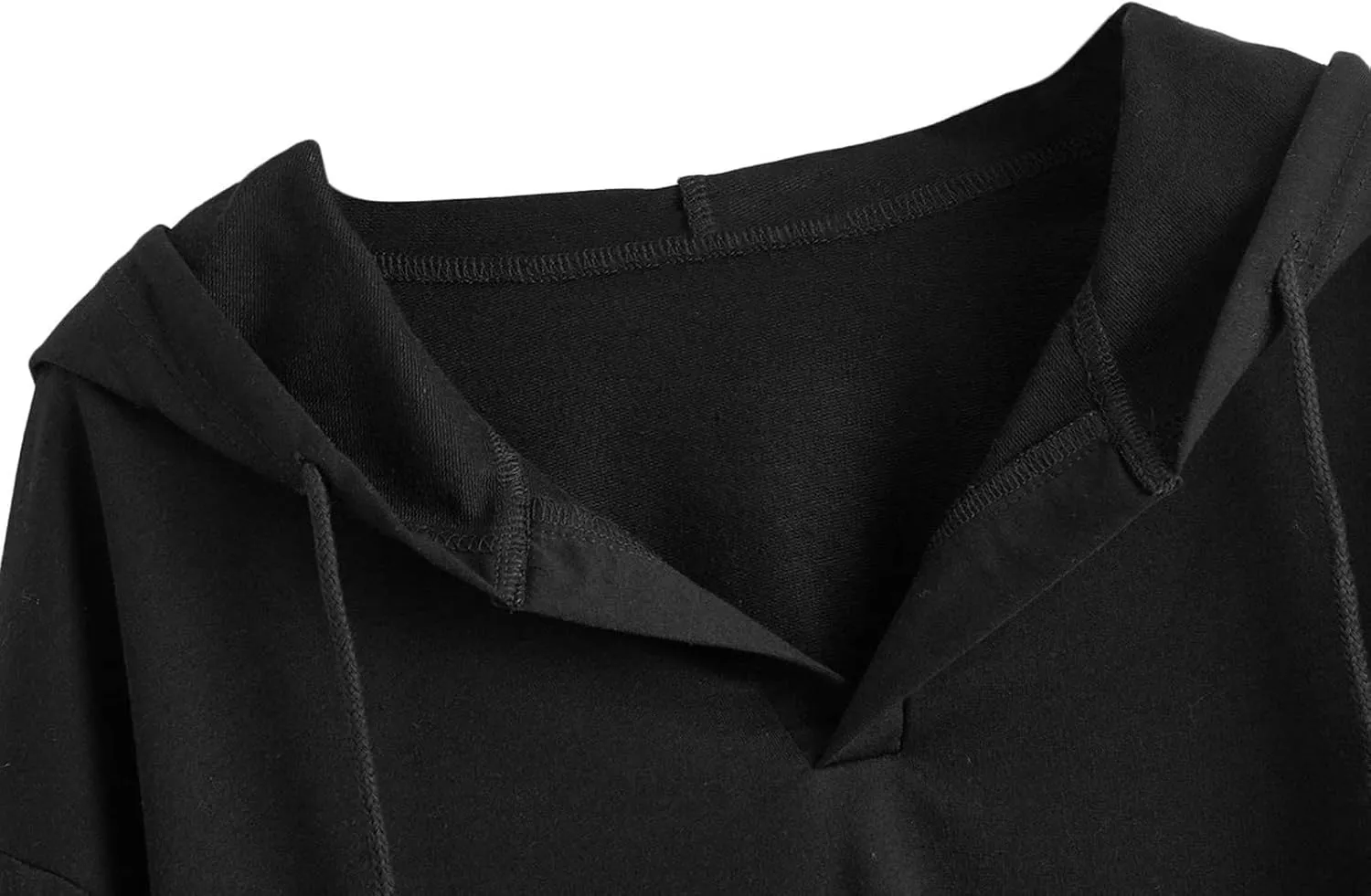 Hoodies For Women Long Sleeves Crew Neck Solid Color Drawstring Hood Cropped Hoodies Fashion Pullover Tops