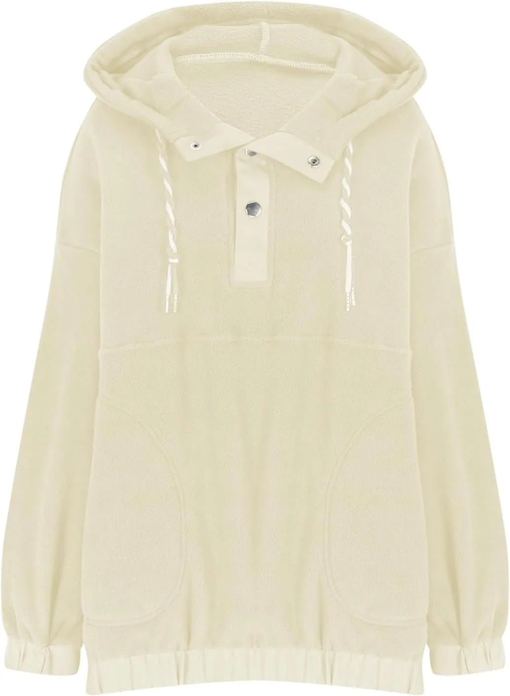 Hoodies For Women Spring Casual Half Button Drawstring Pullover Sweatshirt Long Sleeve Pocketed Shirts With Pockets