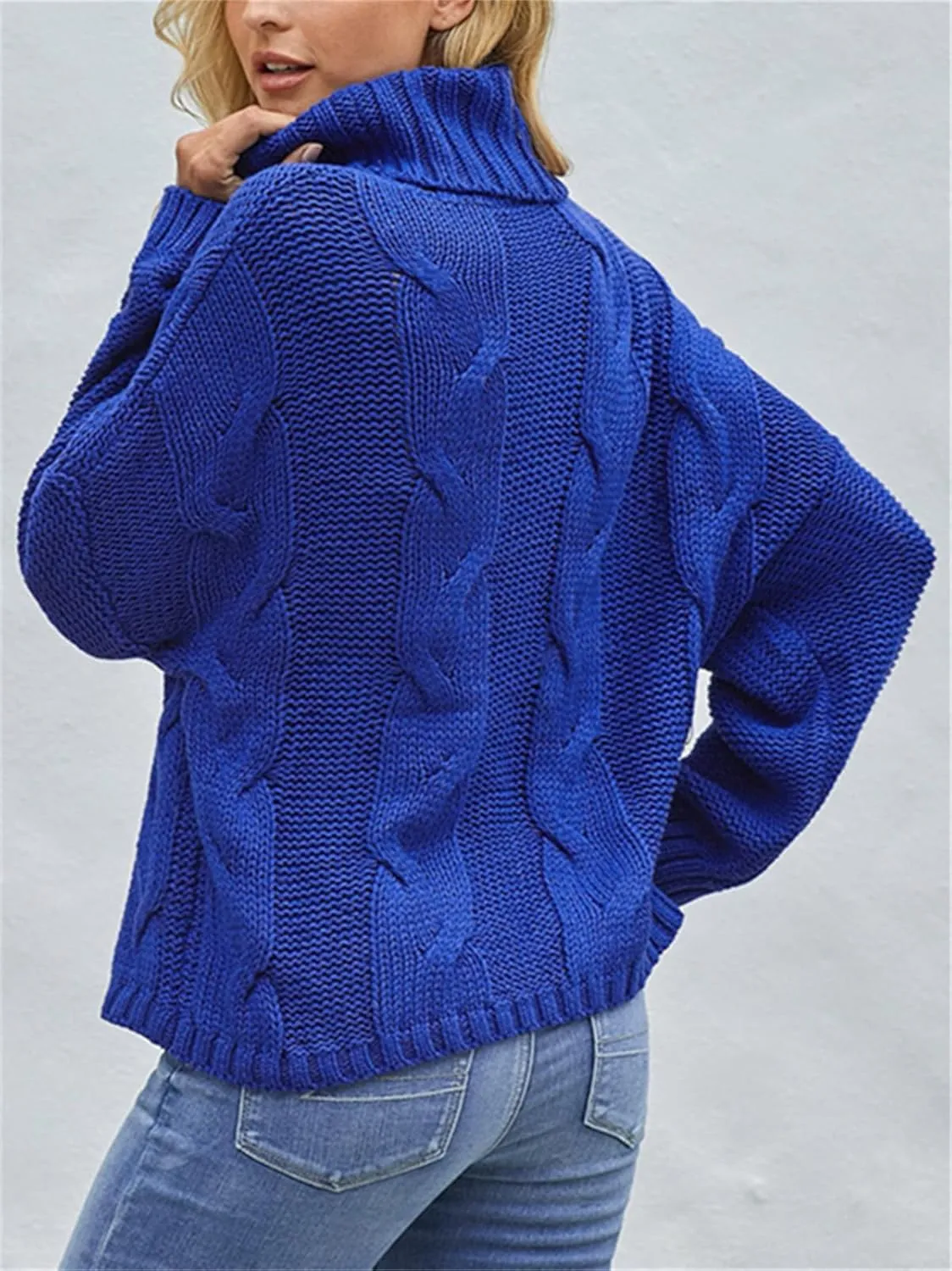HOULENGS Women's Winter Long Sleeve Turtleneck Sweater Oversized Chunky Knitted Pullover Tops