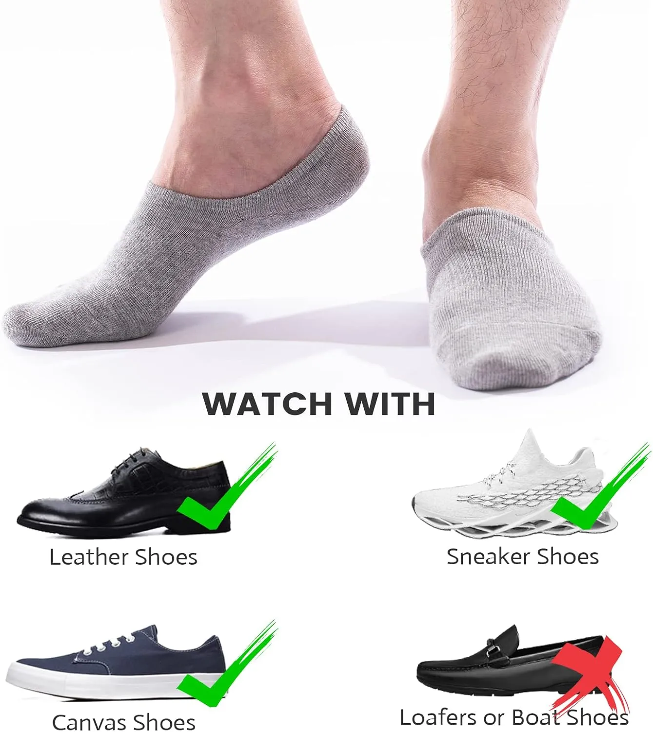 IDEGG No Show Socks Men Low Cut Ankle Short Socks for Men Casual Athletic Socks with Non Slip Grip