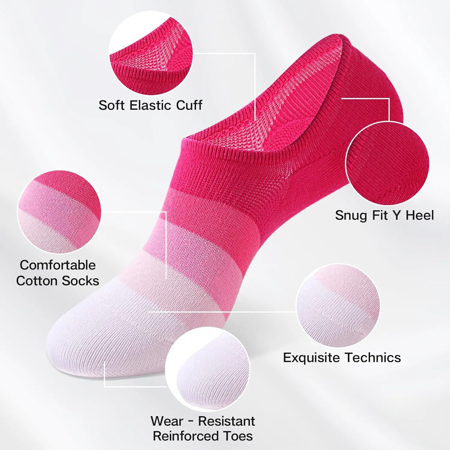 IDEGG No Show Socks Women 10 Pairs Low Cut Anti-Slid Novelty Athletic Casual Invisible Liner Socks