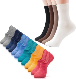 IDEGG Women and men socks for 6 Pairs no show and 4 Pairs crew socks
