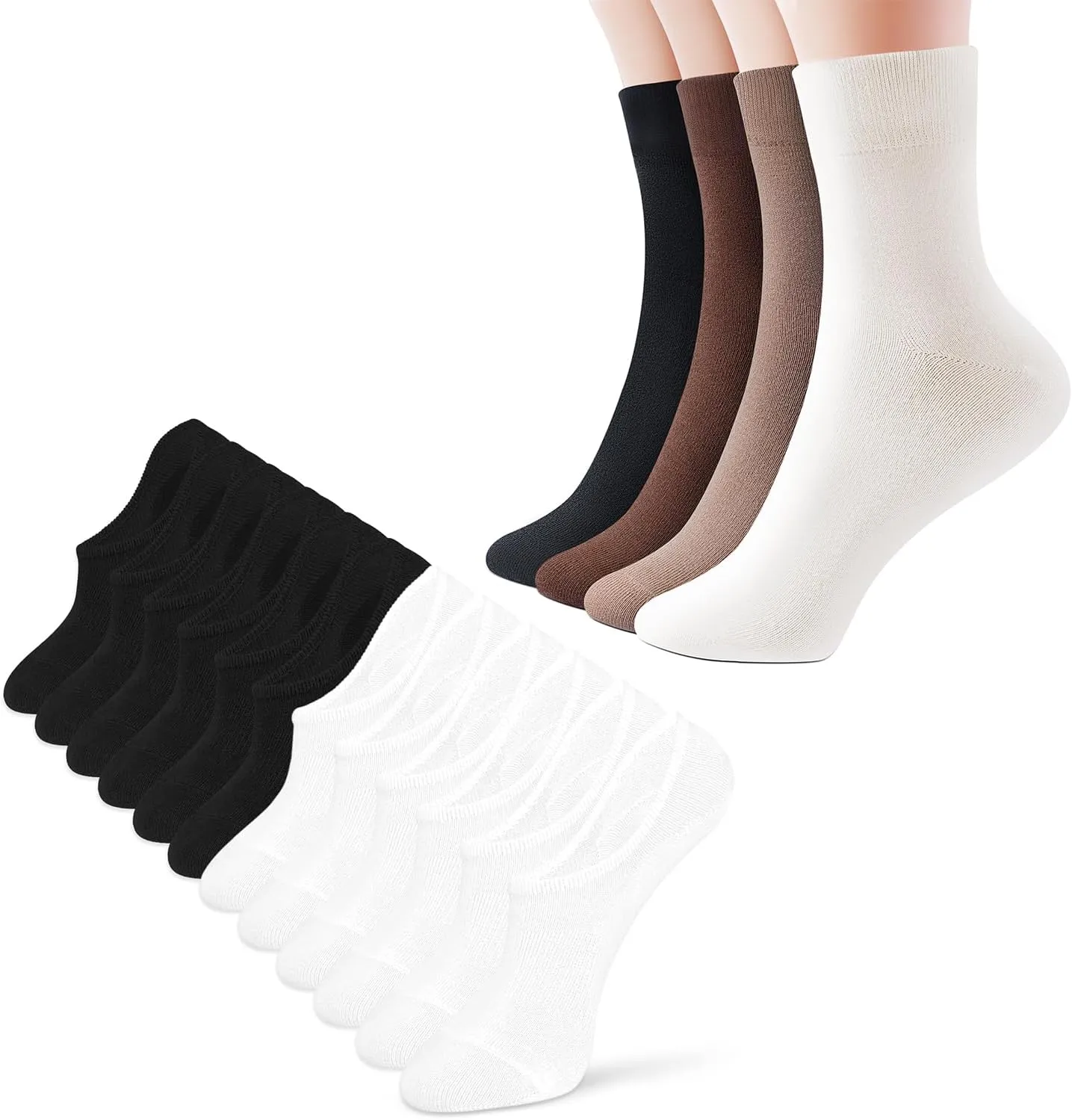 IDEGG Women and men socks for 6 Pairs no show and 4 Pairs crew socks