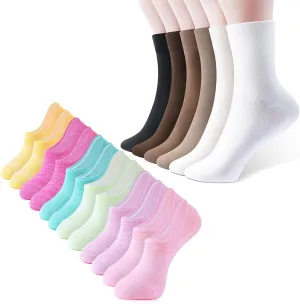 IDEGG Women and men socks for 6 Pairs no show and 6 Pairs crew socks