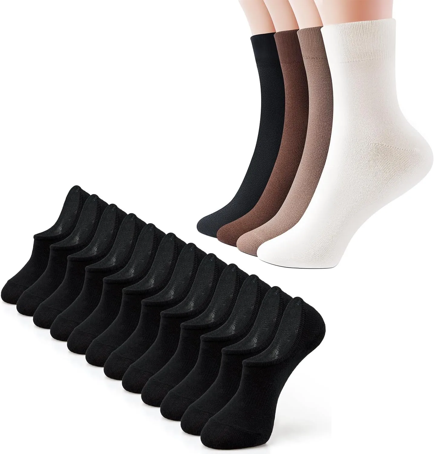 IDEGG Women socks for 6 Pairs no show socks and 4 Pairs crew socks