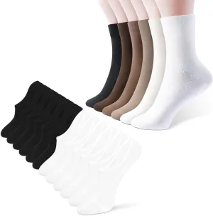 IDEGG Women socks for 6 Pairs no show socks and 6 Pairs crew socks