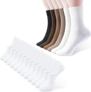 IDEGG Women's 6 Pairs No Show & Crew Socks - Black, White - Small (US Women 5-8.5, Men 3-4) - Casual - 24 Count