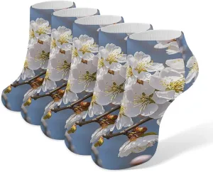 Japanese Floral Cherry Blossom Socks No Show Socks Low Cut Anti-Slid Athletic Casual Invisible Liner Socks Unisex