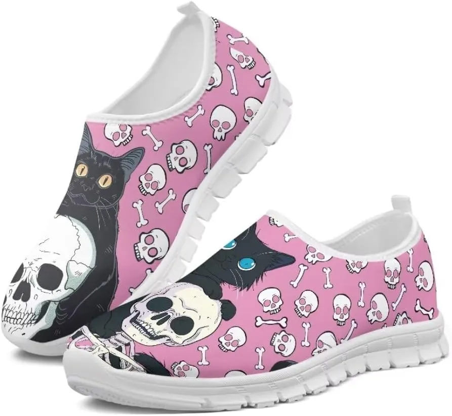 Jeiento Womens Halloween Shoes Slip-On Loafers Comfy Play Fashion Sneaker Travel Walking Flat Shoes Slip-On Party Shoes for Teenager Girls
